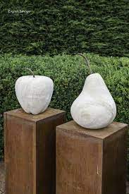Unusual Stone Apple And Pear Statues