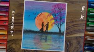 These lovely oil pastel are offered at attractive rates. Scenery Couple Cara Menggambar Pemandanagan Oil Pastel Drawing Step By Step Painting Gambar Pastel Seni