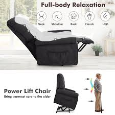 power lift chair electric recliner sofa with adjule backrest footrest and side pocket for elderly black