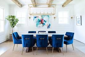 blue velvet dining chairs with wood