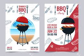 Bbq Party A4 Invitation Template Summer Barbecue Weekend Flyer