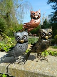 Metal Owl Garden Ornament Standing