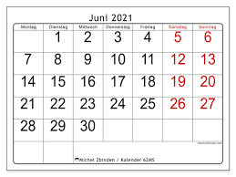 Heute stelle ich dir 15 kostenlose kalender vorlagen für 2021 vor. Kalender Juni 2021 Montag Sonntag Michel Zbinden De