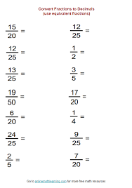 convert fractions to decimals using