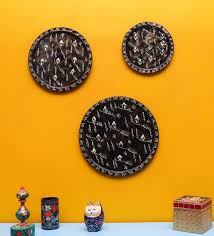 black mdf wooden wall decor plates