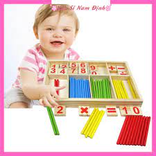 Đồ chơi trẻ em giáo dục toán học có chữ số , que tính, bảng số bằng gỗ - Đồ  chơi thông minh cho bé - Đồ Chơi toán học