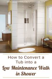 Try these ideas for converting your tub to a shower for a more functional bathroom. How To Convert A Tub Into A Low Maintenance Walk In Shower Innovate Building Solutions