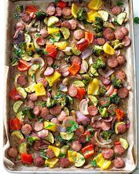 sheet pan sausage and veggies the