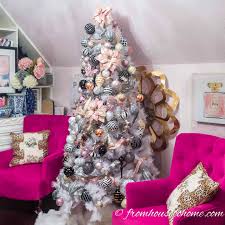 blush pink white and black christmas tree