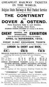 Advertisement for railway tickets to Ghent Exhibition (Photos Prints  Framed...) #7215241