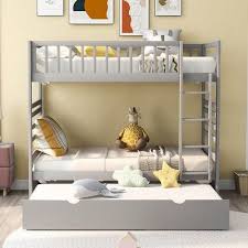 twin bunk beds with safety rail and