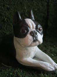 Boston Terrier Painted Dog Statue