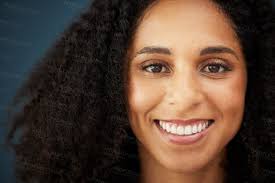 portrait black woman and smile for