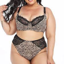 Plus Size Ladies Bras Set Leopard Brassiere Lingerie Panties Big Boobs  Underwear | eBay