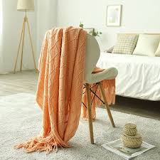 Homgreen Burnt Orange Throw Blanket For