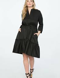 Eloquii Dress Womens Size 22 24 Black Blue Floral Faux Wrap