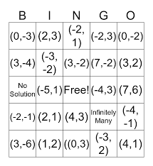 Of Equations Using Substitution Bingo Card