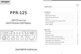 Ppr 125 Cb Transceiver User Manual Manual Ppr 125 2008 01 14