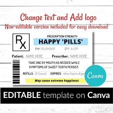 Tutorial and downloadable template for diy printable family or friends, joke/spoof. Rx Prescription Label Editable And Printable Tags 2 Etsy Prescription Labels Printables Free Templates Editable Labels