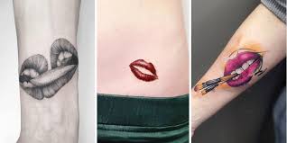 impressive mouth lip and kiss tattoos