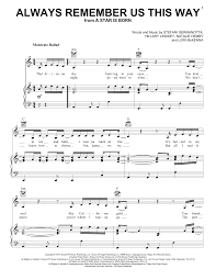 Lady Gaga "Always Remember Us This Way (from A Star Is Born)" Sheet Music |  Download Printable Pop PDF Score | How To Play On Easy Guitar Tab? SKU  418198