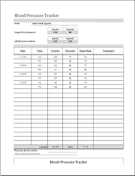 Blood Pressure Tracker Customizable Ms Excel Template