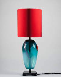 Blue Glass Table Lamp Handblown