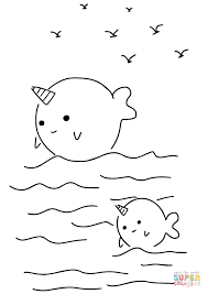 Whale coloring pages allow children to learn about the various types and species of this large and they have a heart of the size of a small car. Kawaii Narwhals Coloring Page Free Printable Coloring Pages Whale Coloring Pages Coloring Pages Printable Coloring Pages
