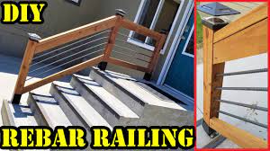 DIY Custom Rebar & Wood Railing for concrete stairs - YouTube