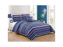 Tkm Home Bedspread Set For Boys Teens Stripes Navy Blue Red Light Blue New Twin