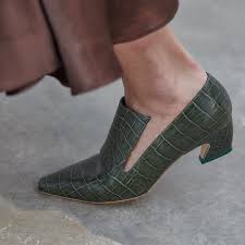 Miista London Constance Green Croc Leather Heels