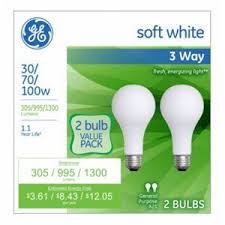 Ge Soft White 3 Way 30 70 100 Watt Incandescent A21 2 Pack Walmart Com Walmart Com