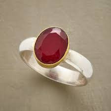 Sterling Silver & Oval Red Ruby Ring | Sundance Catalog