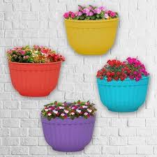 Round Colored Plastic Flower Pot For