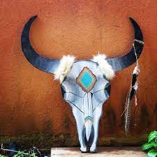 Painted Cow Skull Wall
