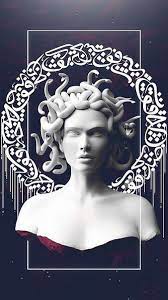 medusa statue vaporwave black and