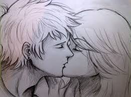 Awesome Cute Couple Kiss Drawing Featured Pics For Drawings