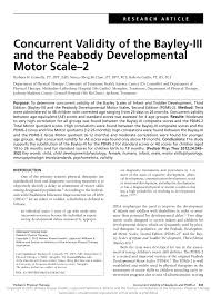 Pdf Concurrent Validity Of The Bayley Iii And The Peabody
