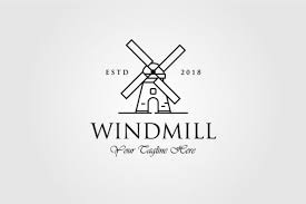 Line Art Windmill Logo Vector Design Graphic By Lawoel Creative Fabrica