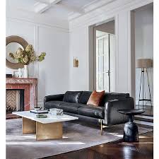 Hoxton Black Leather Modern Sofa