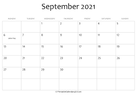 2021 calendar with holidays, notes space, week numbers 2021 or moon phases in word, pdf, jpg, png. September 2021 Editable Calendar With Holidays