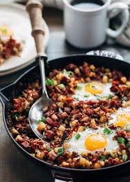 corned beef hash and eggs striped spatula