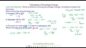 calculating a percene change you