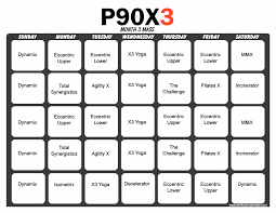 p90x3 month 3 m workout schedule