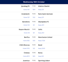 uefa chions league fixtures for