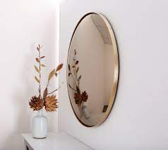 Bronze Convex Mirror With Brushed Brass