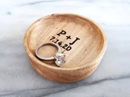 Wood Ring Dish Maple Initials Date