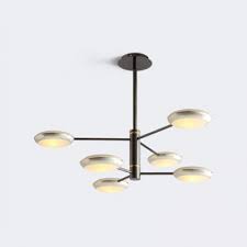 Black Linear Indoor Lighting Fixture With Round Disc Shade Modernism Acrylic 6 Lights Chandelier Beautifulhalo Com