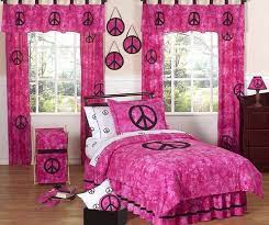 tie dye pink groovy peace sign bedding