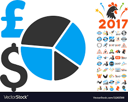 Pound And Dollar Pie Chart Icon With 2017 Year